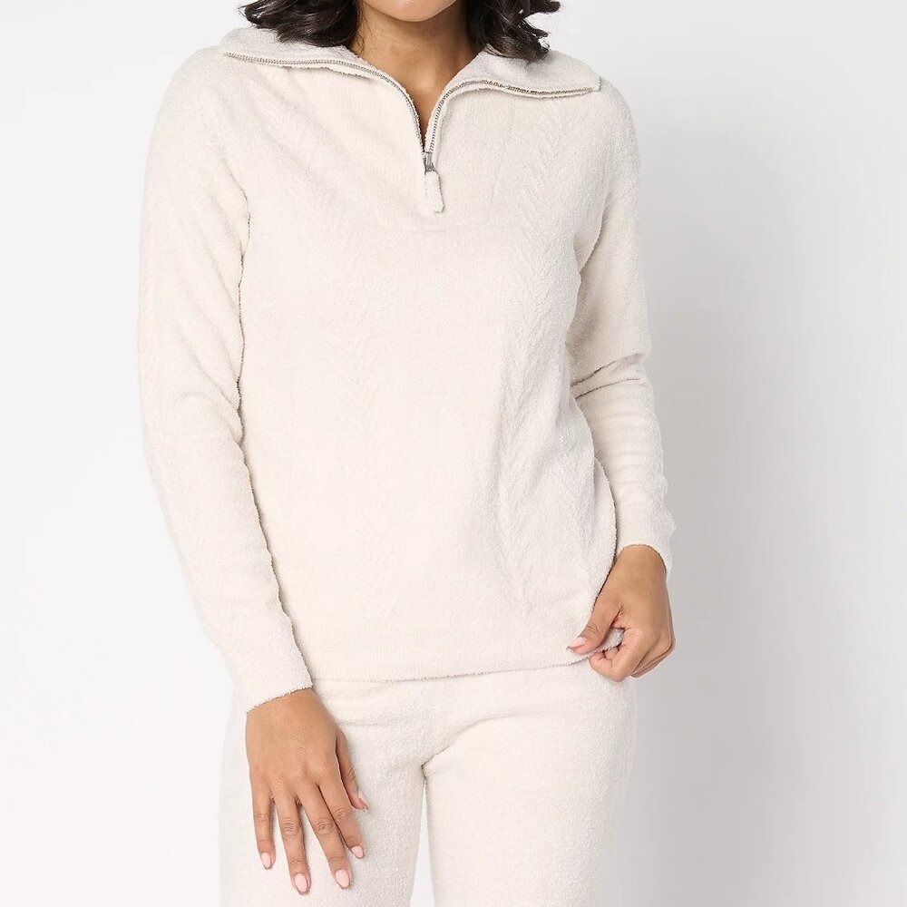 NWT Barefoot Dreams CozyChic Lite Cable Half Zip Pullover XL